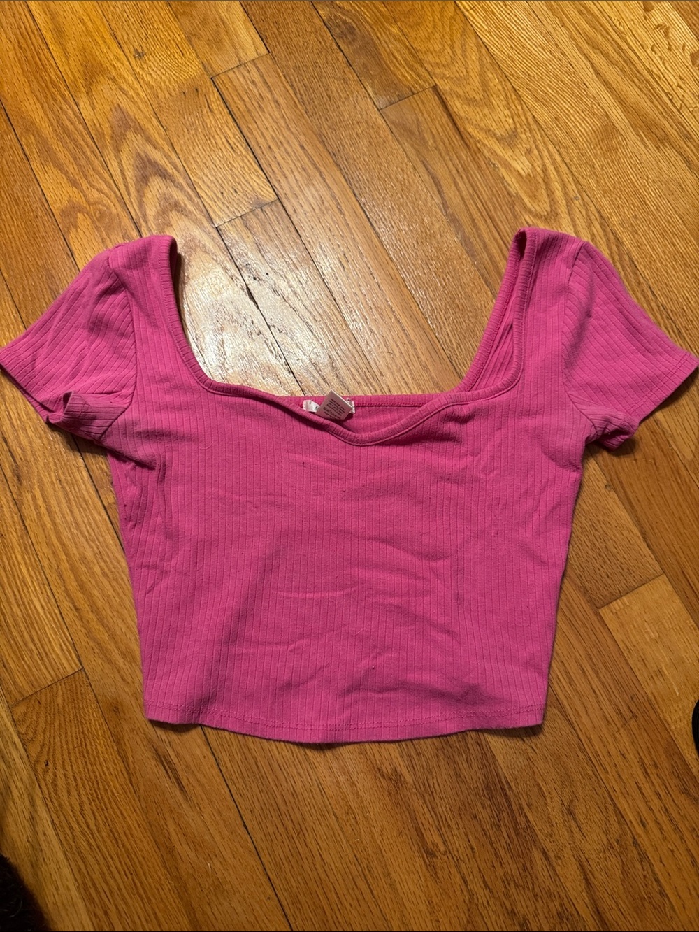 Bozzolo Hot Pink Ribbed Scoop Crop Top